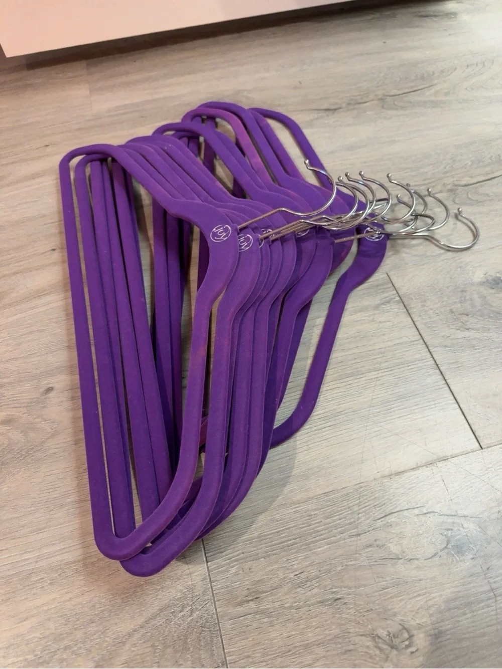 12 Dark Purple Felt Hangers with Silver Hooks